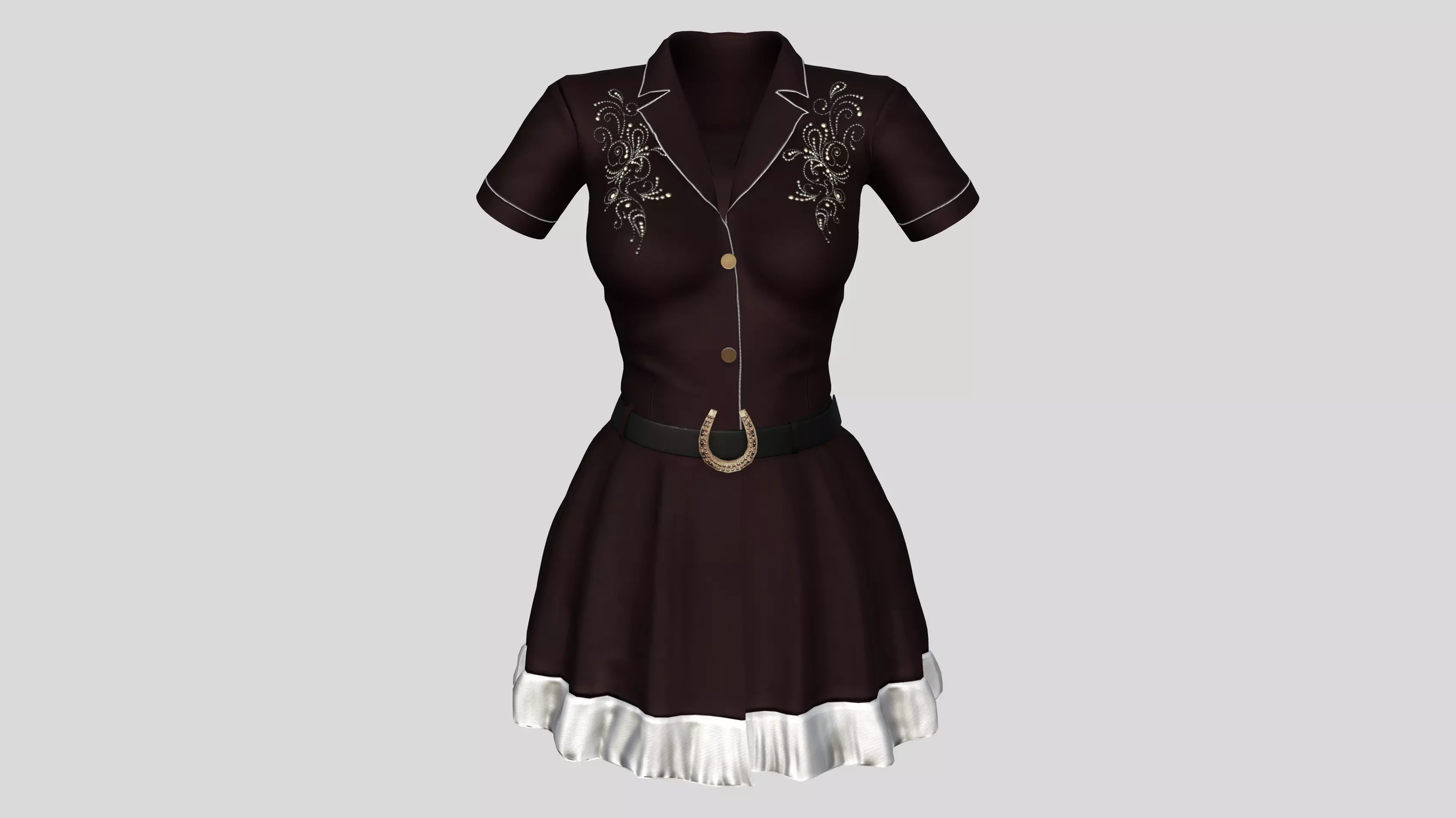 Female Mini Cowgirl Dress Low-poly 3D model