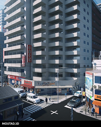 Osaka - World Builder Low-poly 3D model 5