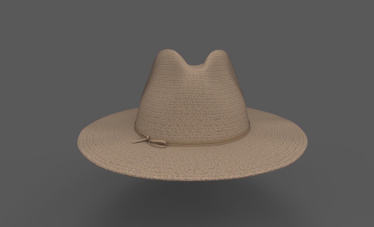 Fadora straw hat  3D model_1