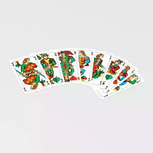 Schafkopf Playing Cards Deck - single textures Low-poly 3D model