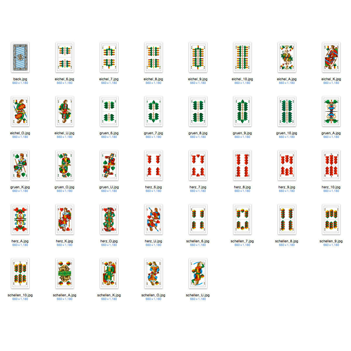 Schafkopf Playing Cards Deck - single textures Low-poly 3D model_5