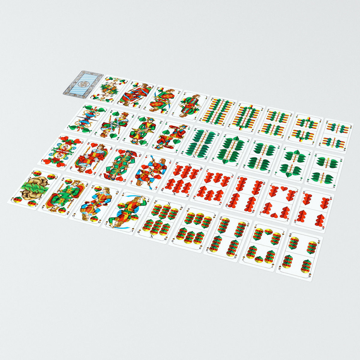 Schafkopf Playing Cards Deck - single textures Low-poly 3D model_1