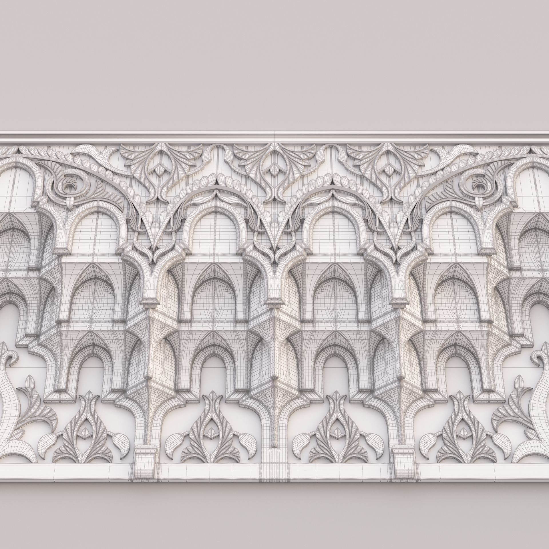 Classic Islamic Muqarnas Cornice 003 3D model_13