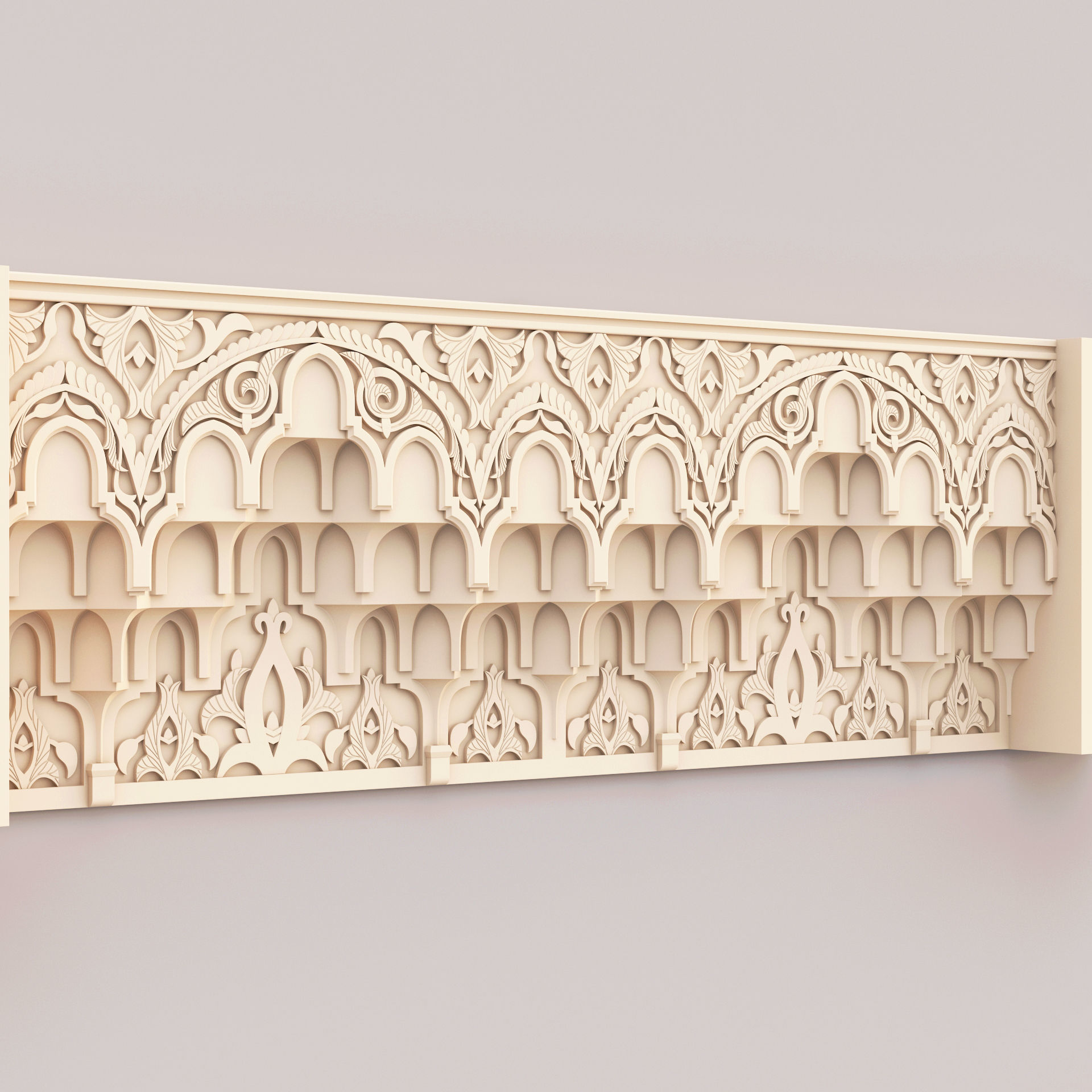 Classic Islamic Muqarnas Cornice 003 3D model_9