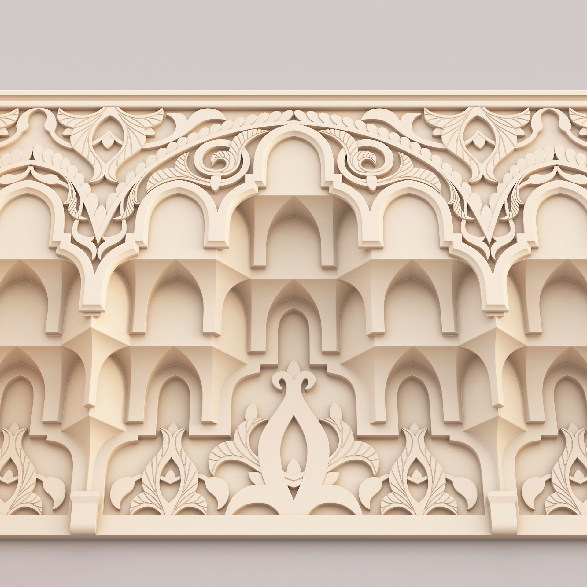 Classic Islamic Muqarnas Cornice 003 3D model_5