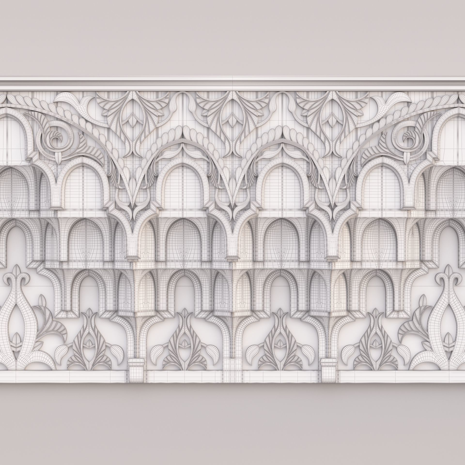 Classic Islamic Muqarnas Cornice 003 3D model_16