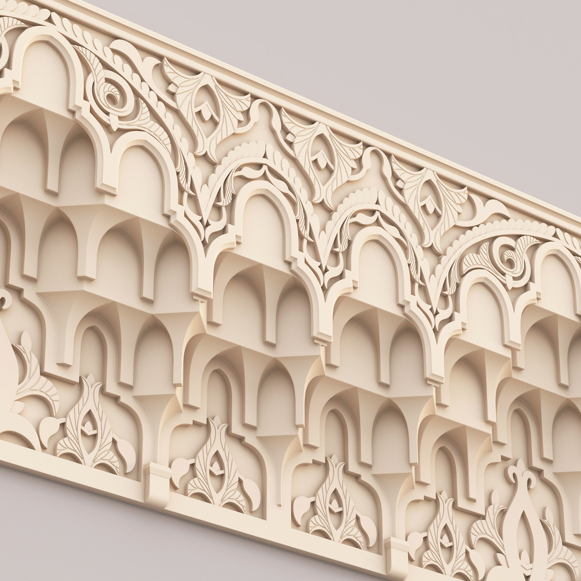 Classic Islamic Muqarnas Cornice 003 3D model_2