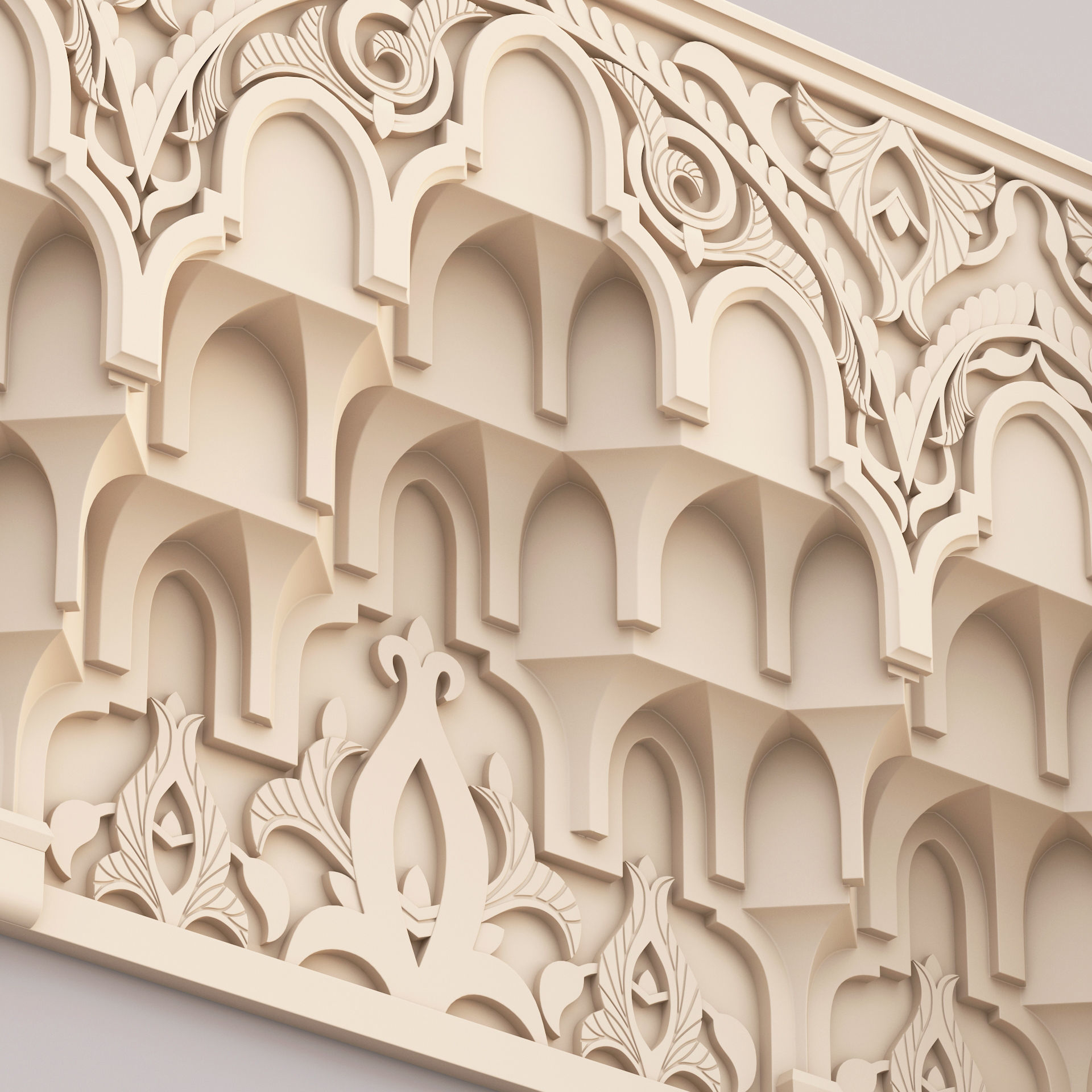 Classic Islamic Muqarnas Cornice 003 3D model_3