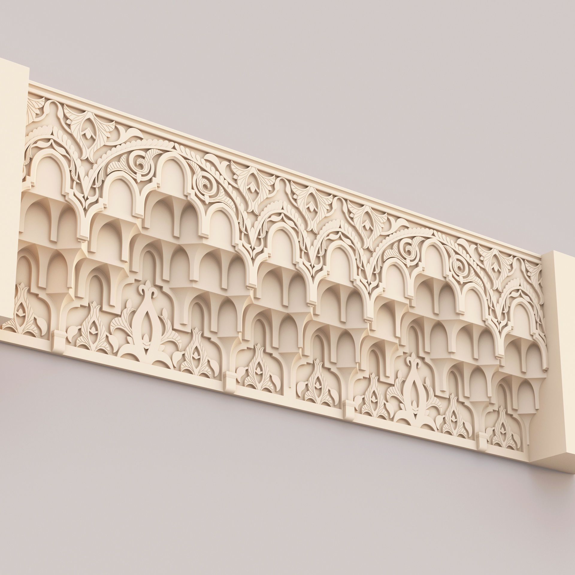 Classic Islamic Muqarnas Cornice 003 3D model_1