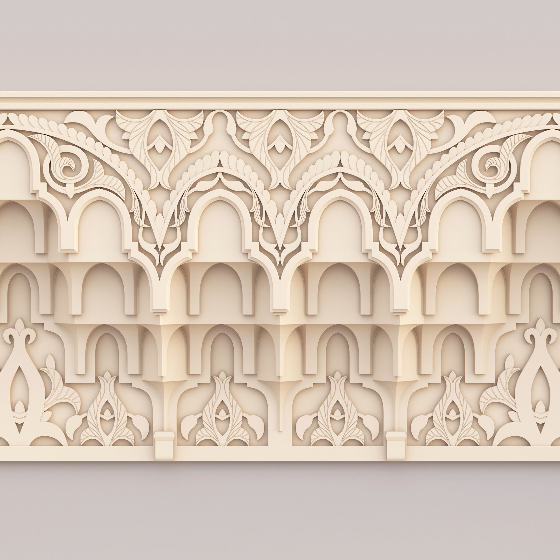 Classic Islamic Muqarnas Cornice 003 3D model_7