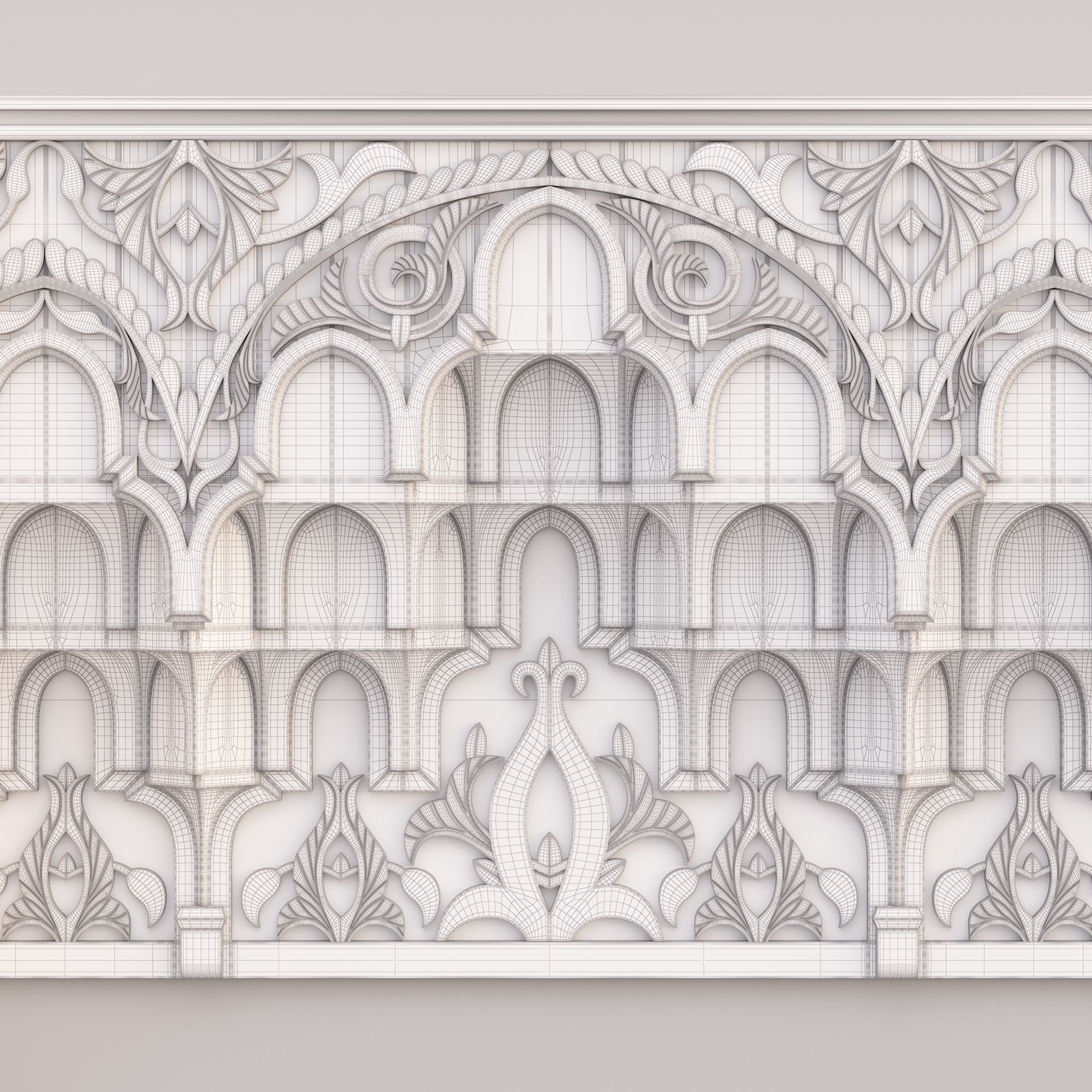 Classic Islamic Muqarnas Cornice 003 3D model_17
