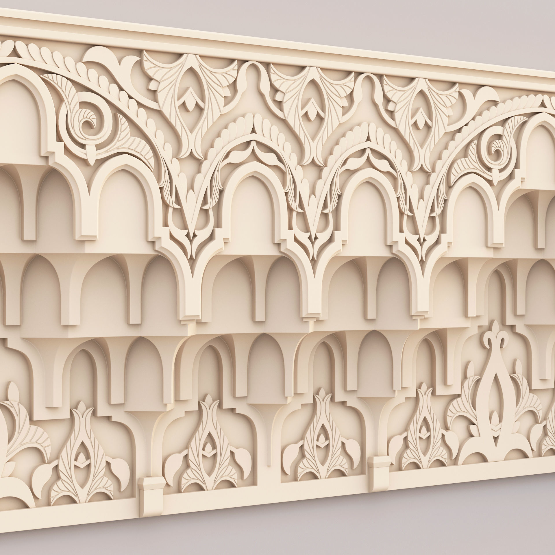Classic Islamic Muqarnas Cornice 003 3D model_10