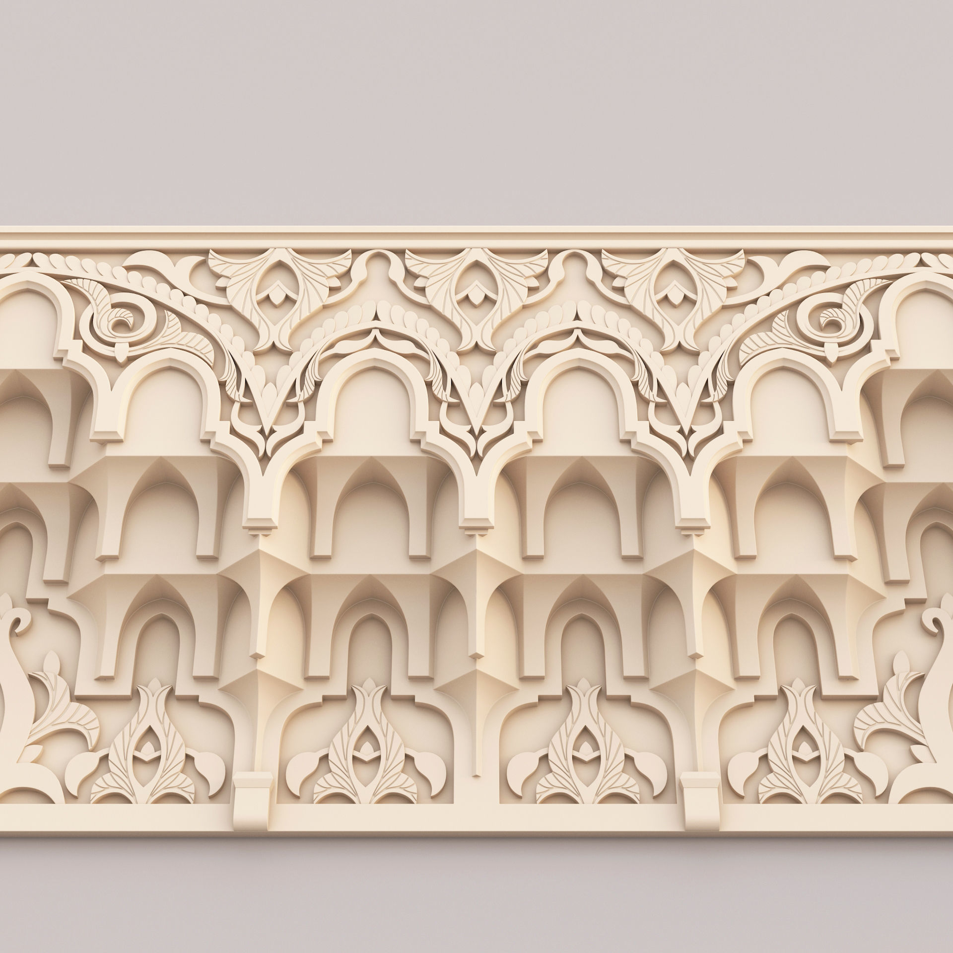 Classic Islamic Muqarnas Cornice 003 3D model_4