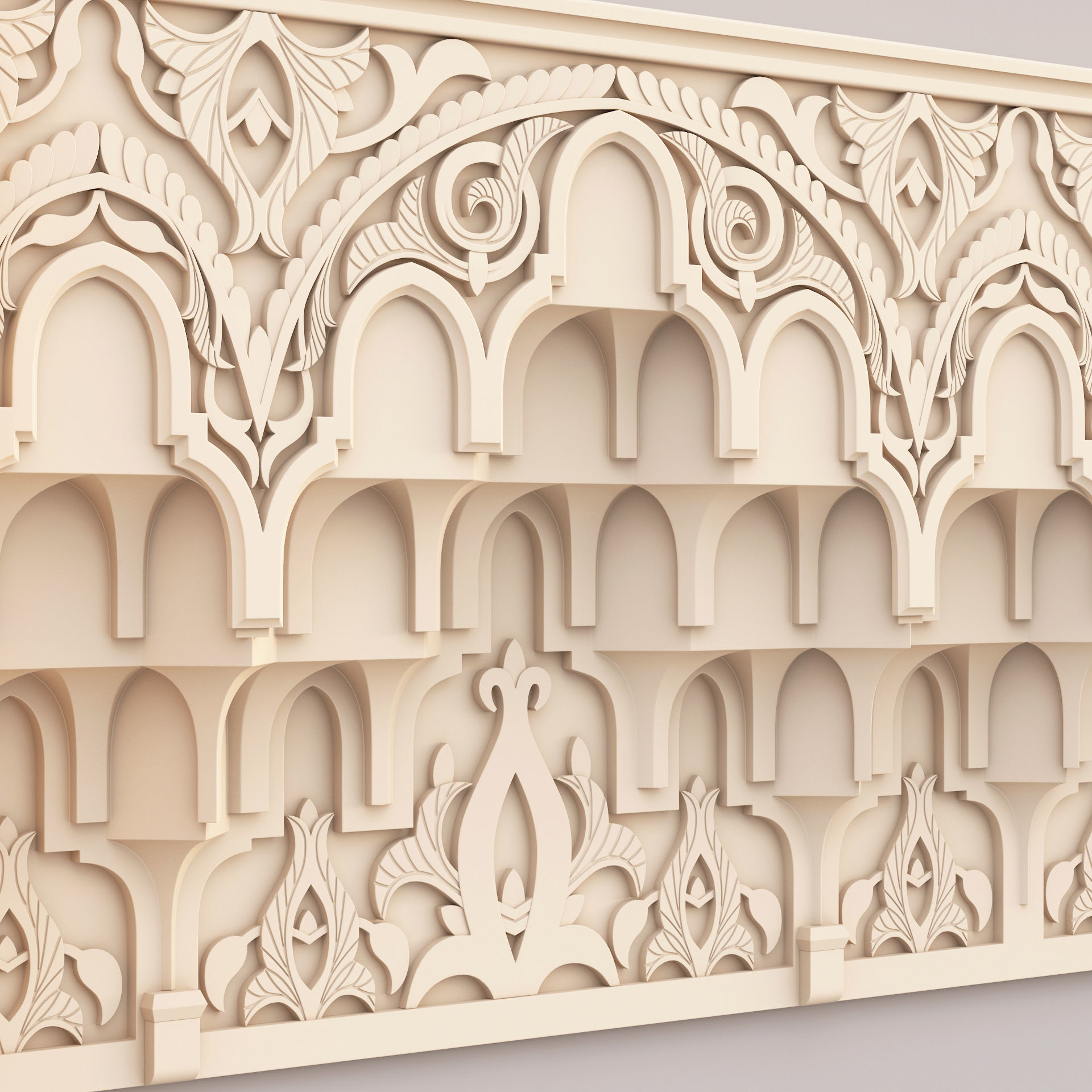 Classic Islamic Muqarnas Cornice 003 3D model_11