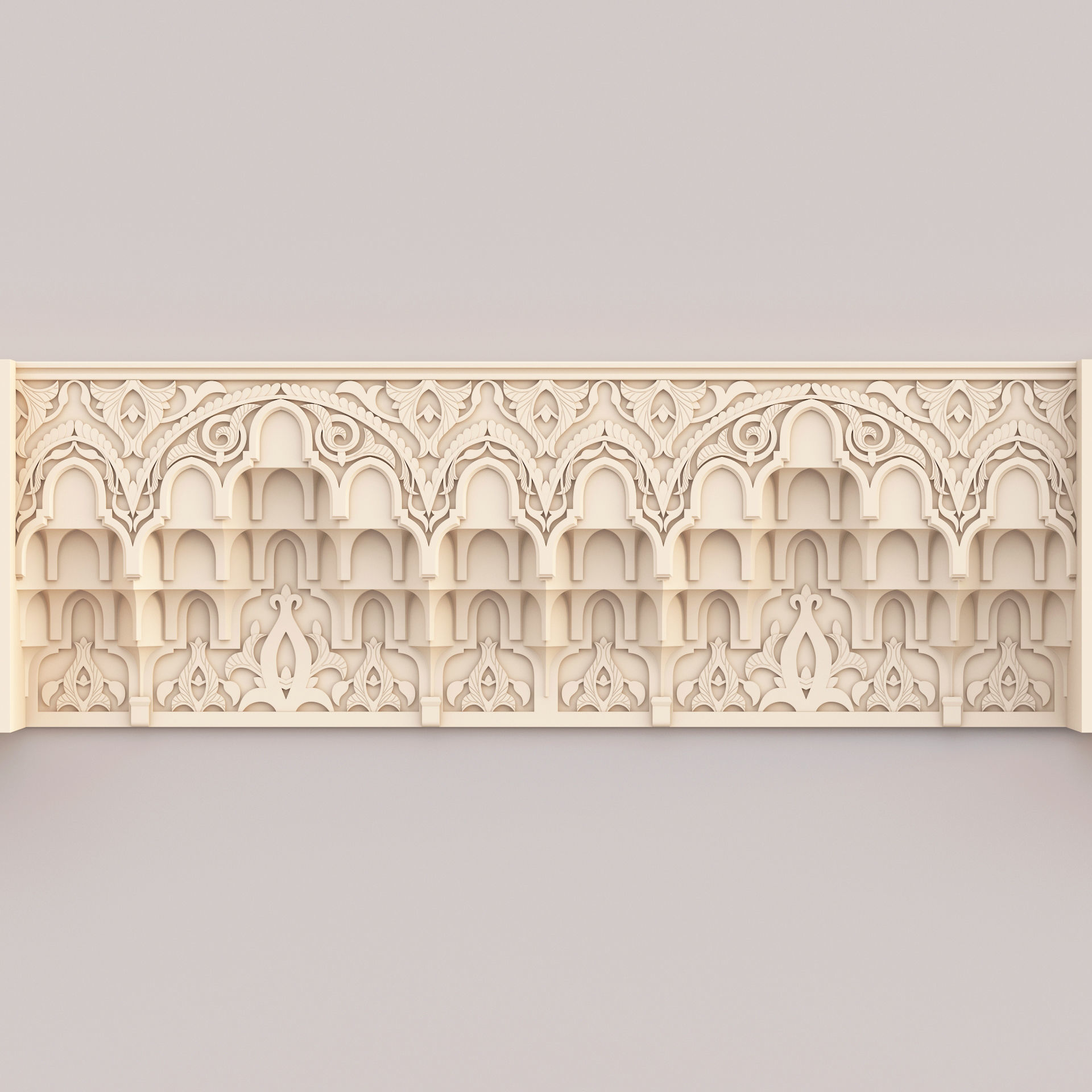 Classic Islamic Muqarnas Cornice 003 3D model_6