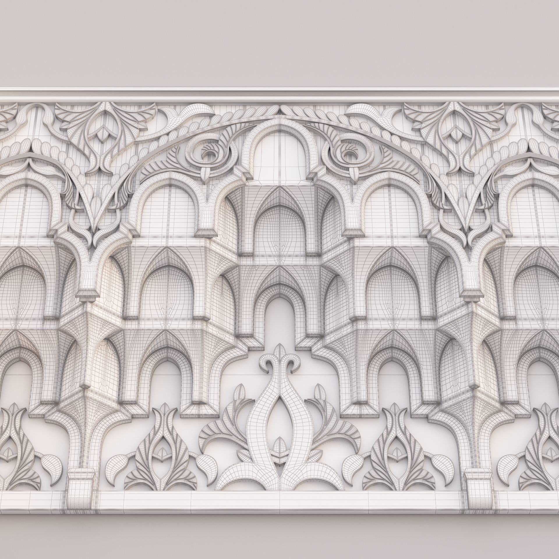 Classic Islamic Muqarnas Cornice 003 3D model_14