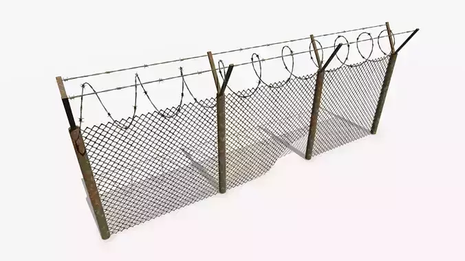 Barbed Wire Fence Low-poly 3D model