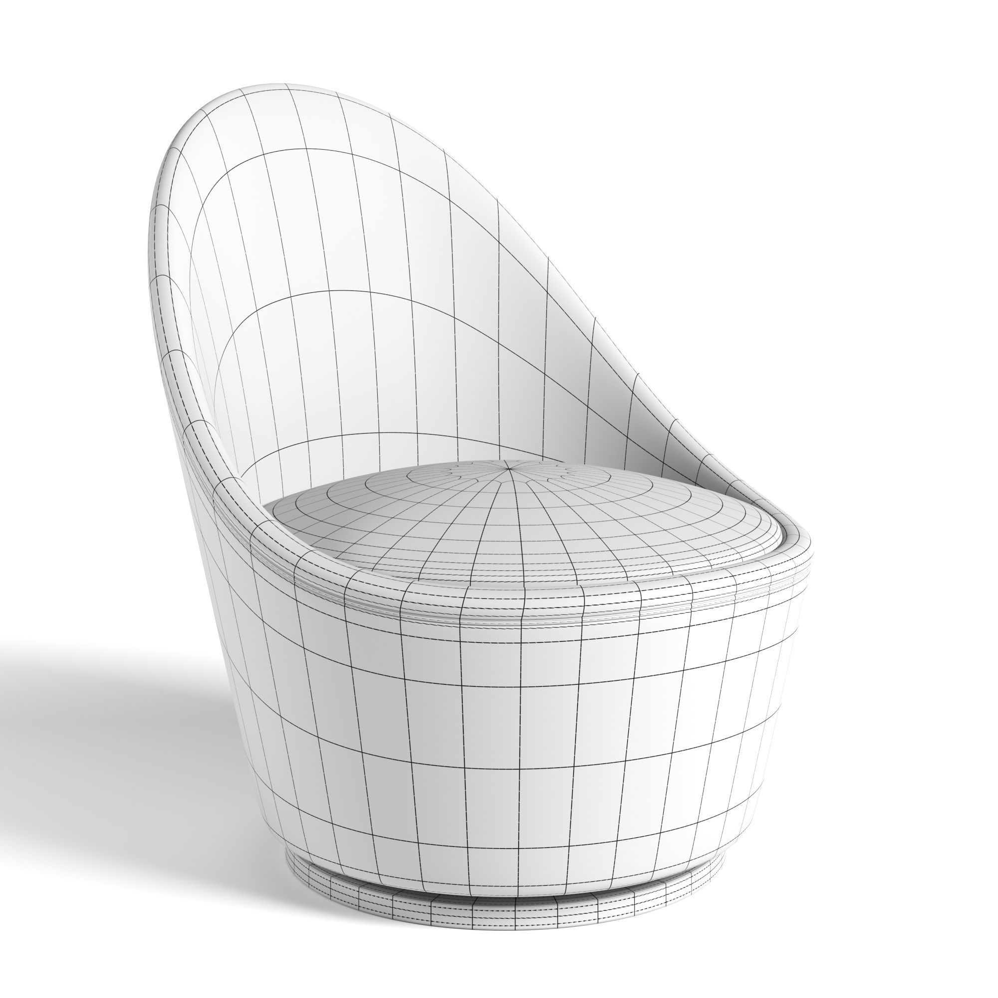 Armchair swivel chair with floral pattern 3D model_2