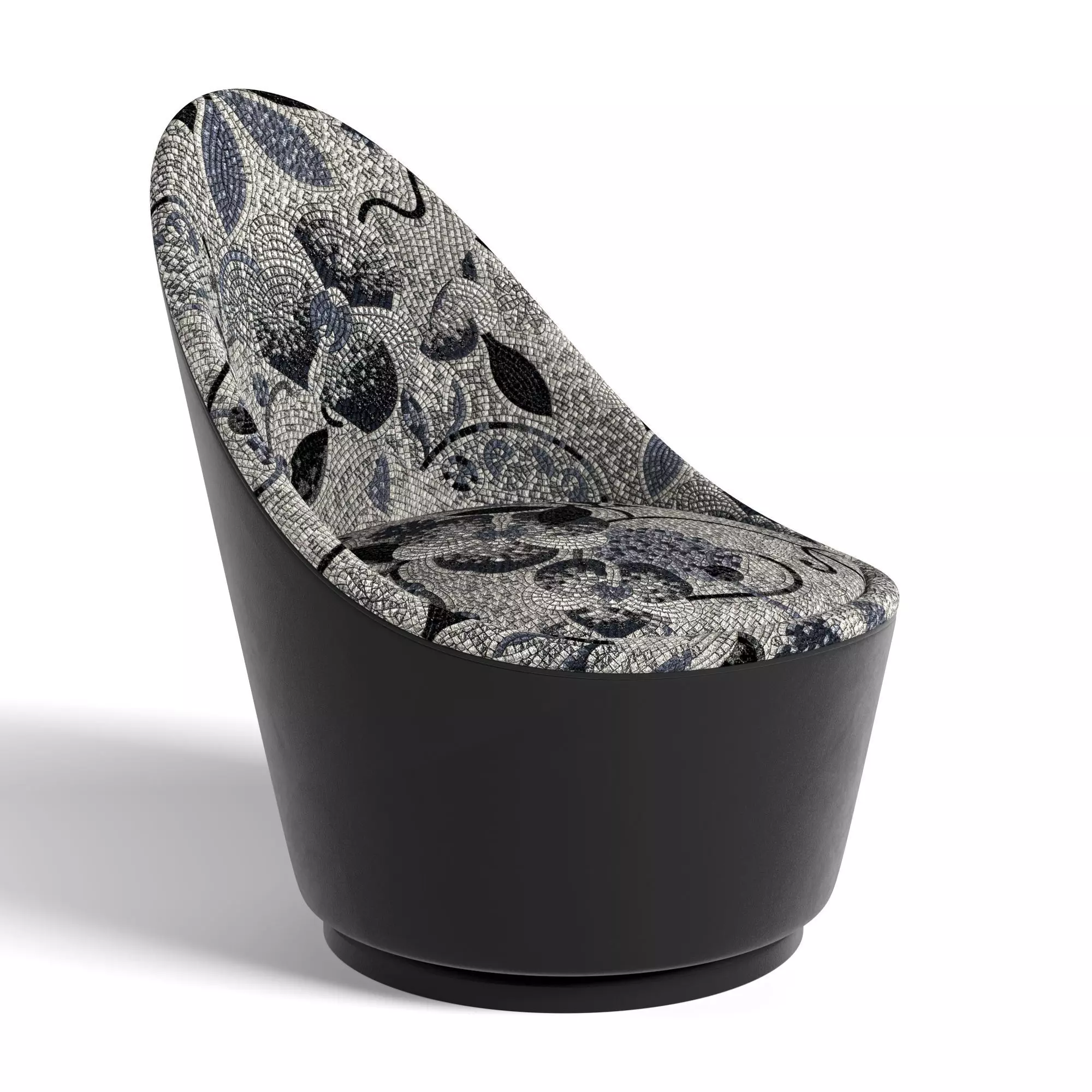Armchair swivel chair with floral pattern 3D model_0