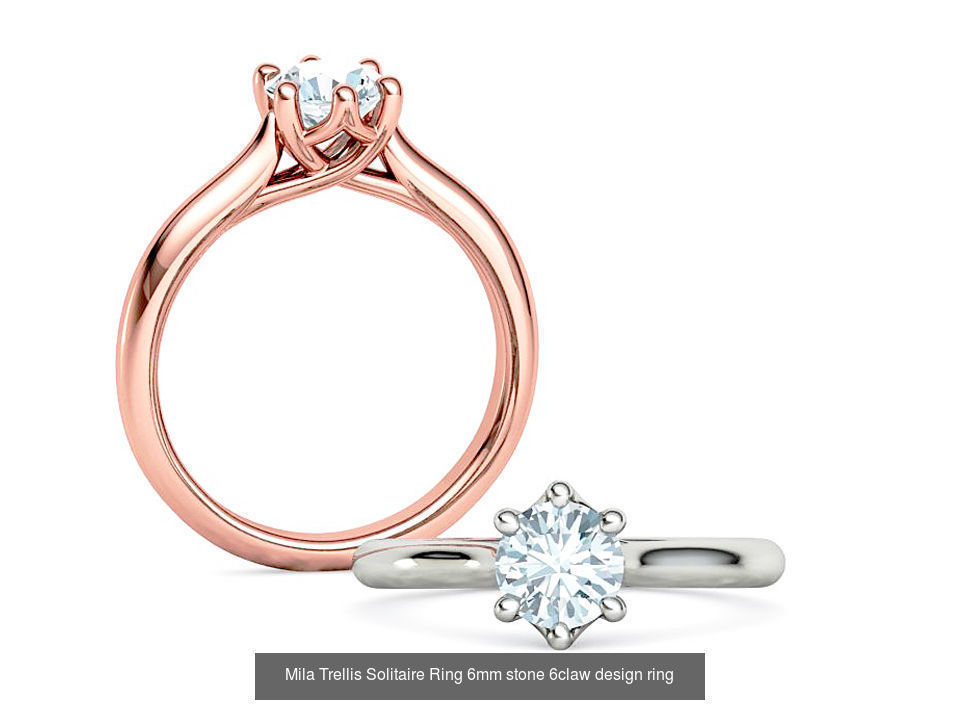 Trellis Solitaire Ring 6mm stone  6 claw Collection 2 rings _3
