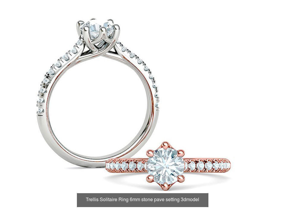 Trellis Solitaire Ring 6mm stone  6 claw Collection 2 rings _4