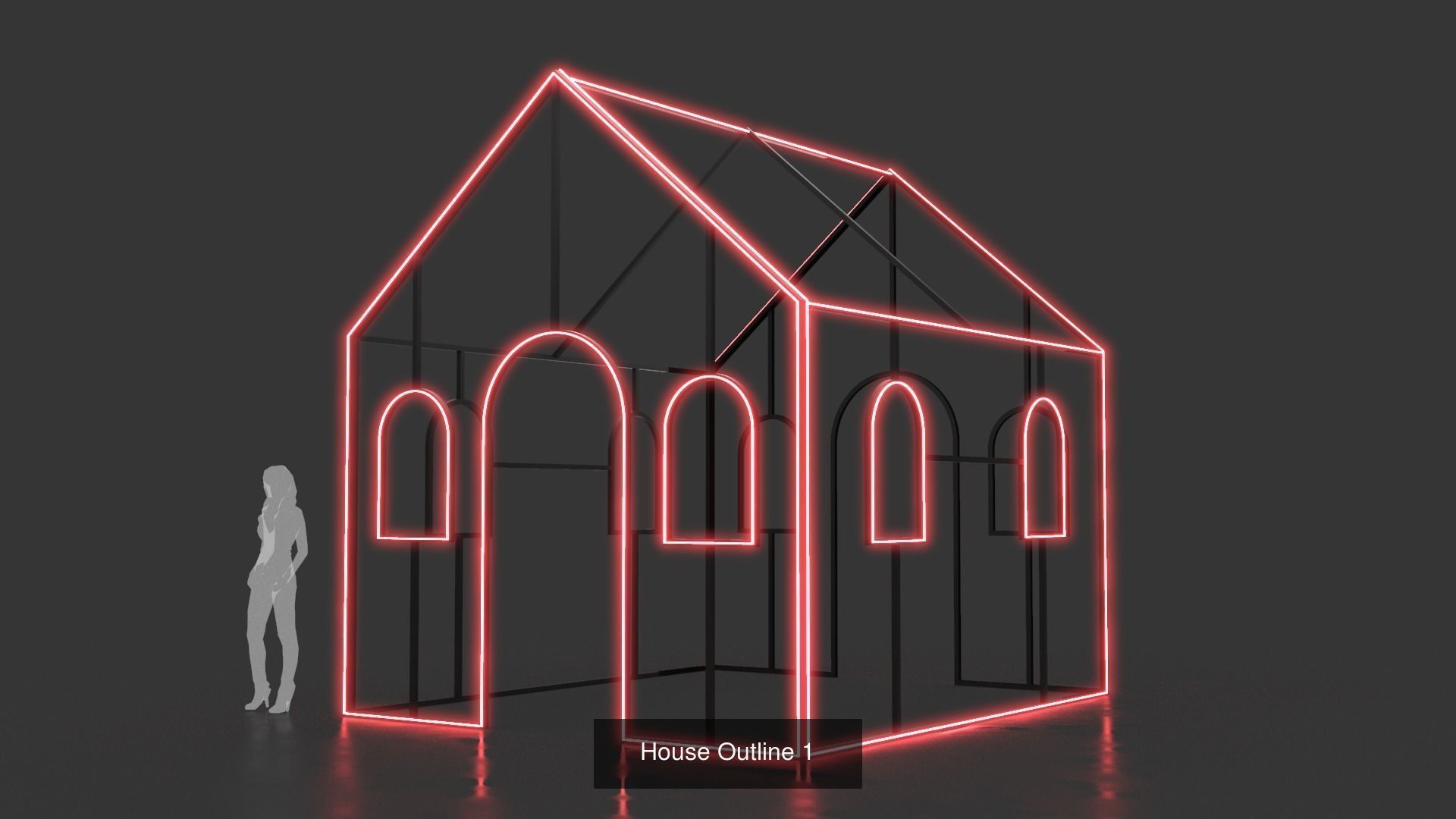 House Outline - 5 Pack 3D Model Collection_1