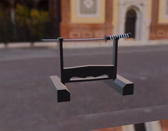 Katana with stand 3D model_7
