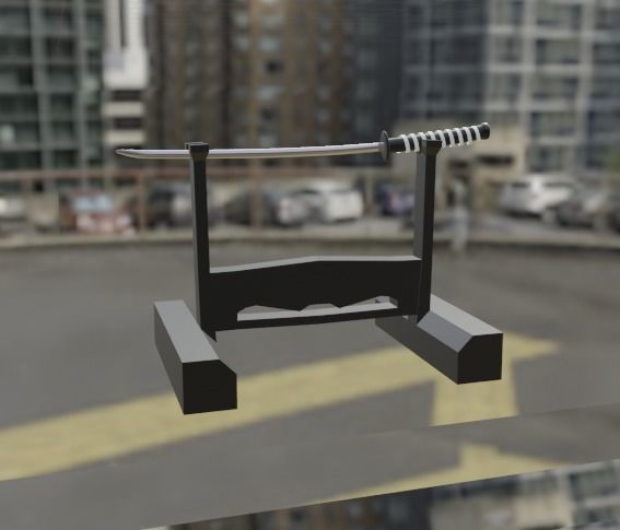 Katana with stand 3D model_2