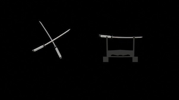 Katana with stand 3D model_1