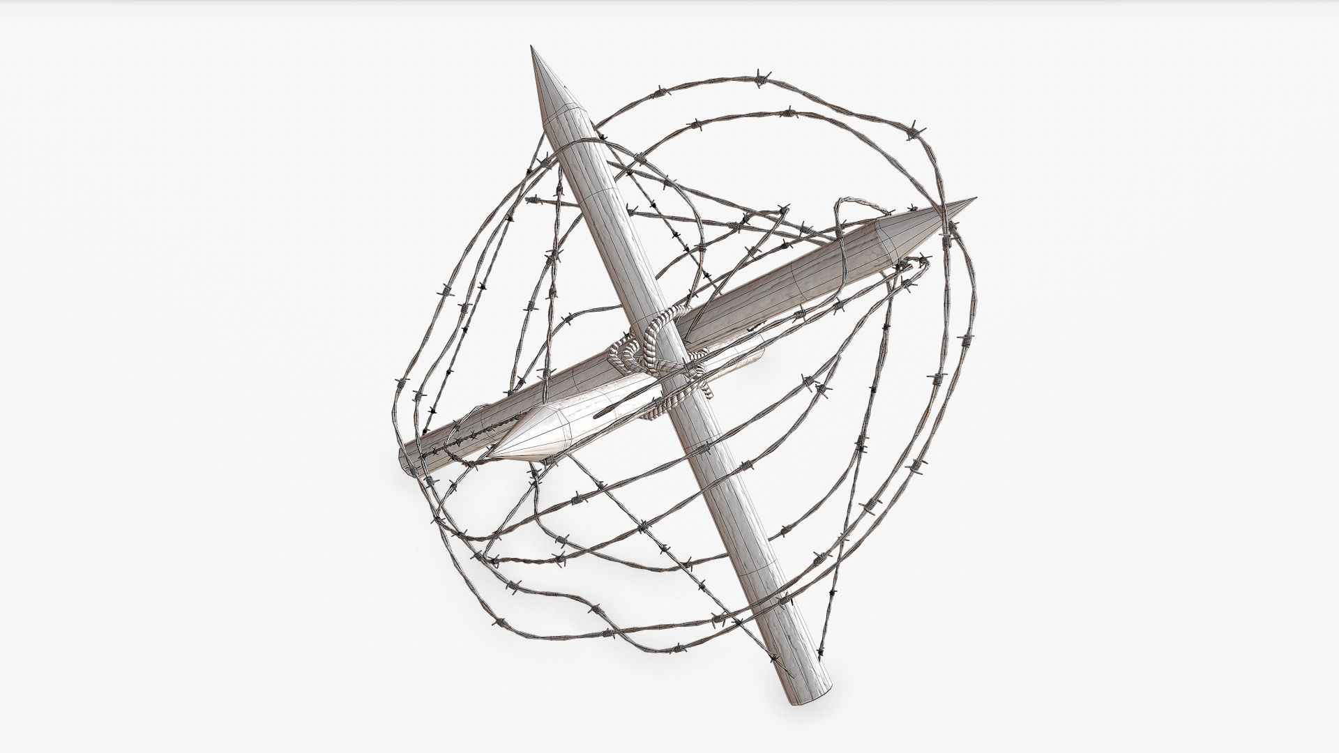 Barbed wire obstacles fences  3D model_17