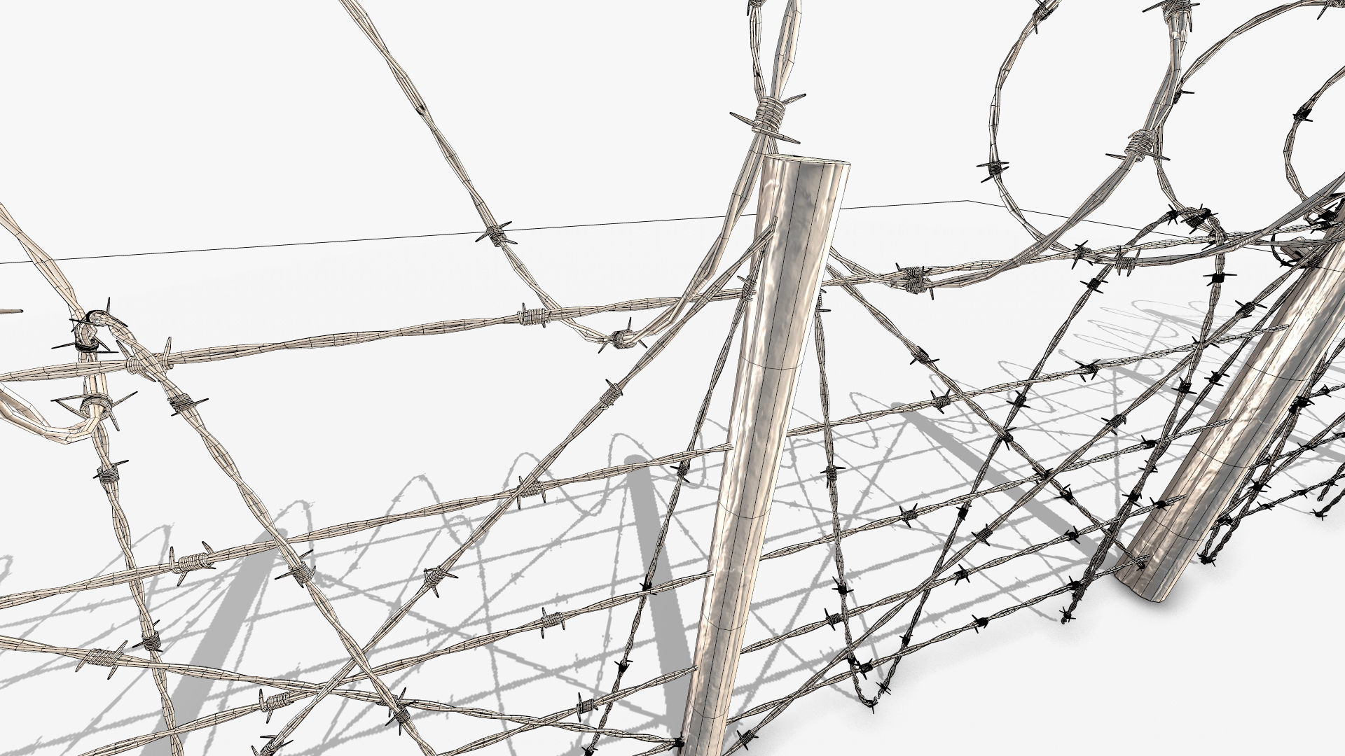 Barbed wire obstacles fences  3D model_19