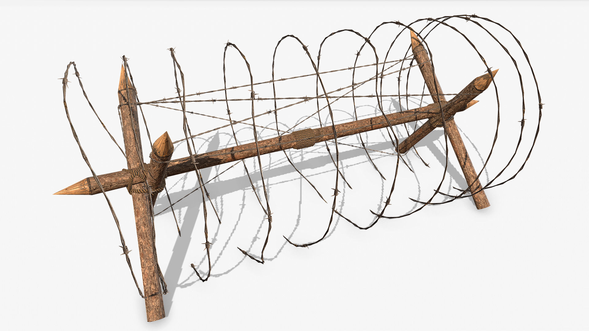 Barbed wire obstacles fences  3D model_3