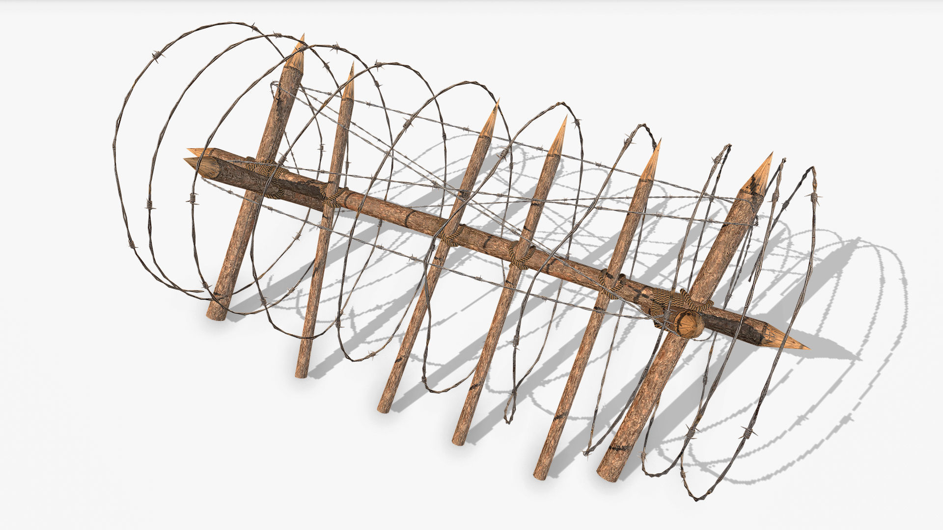 Barbed wire obstacles fences  3D model_4