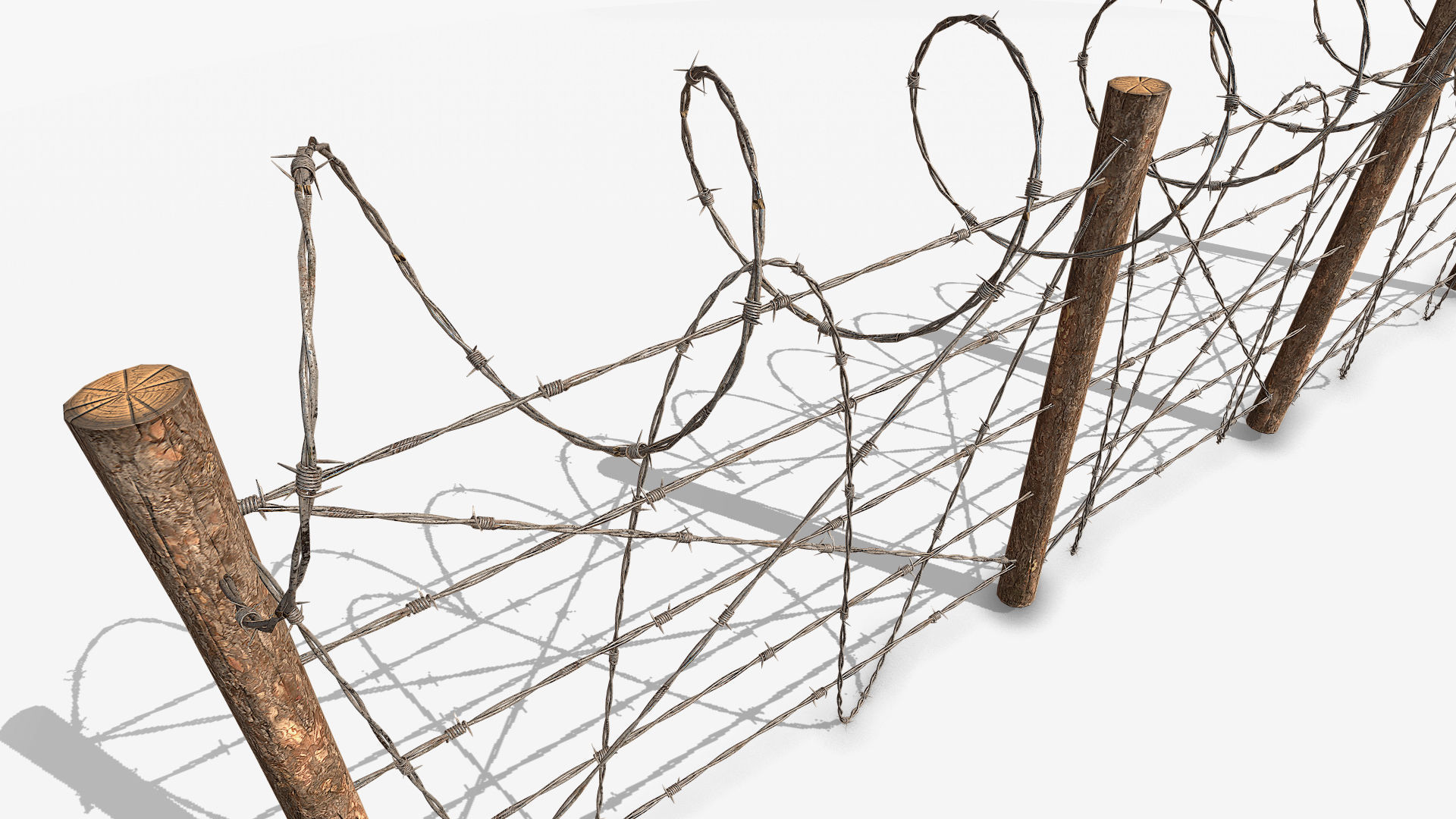 Barbed wire obstacles fences  3D model_6