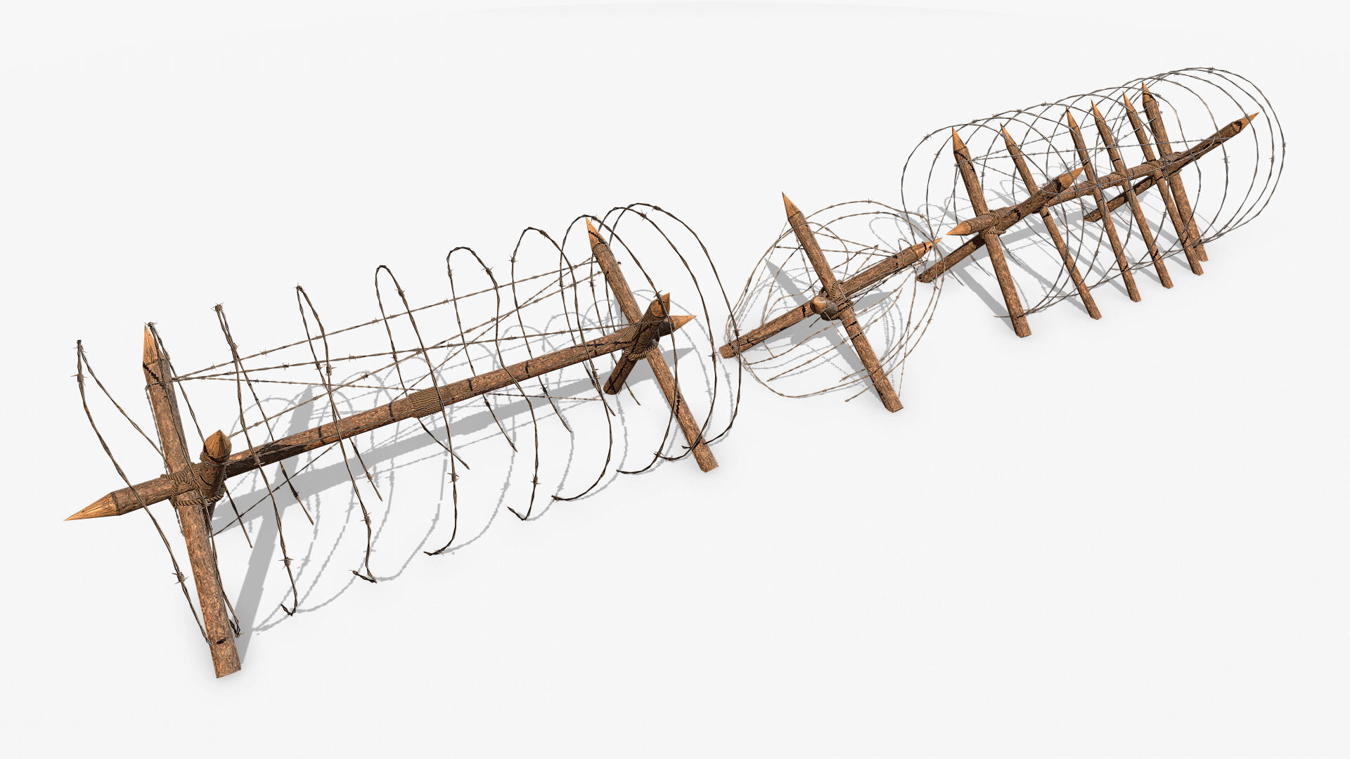 Barbed wire obstacles fences  3D model_1