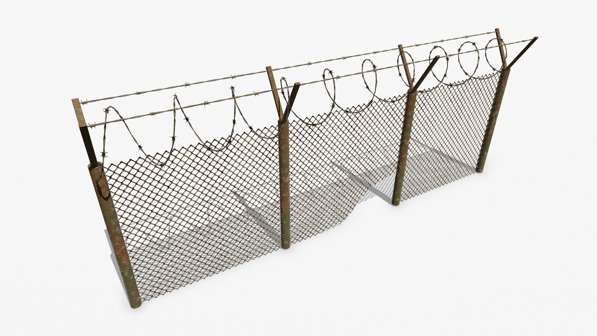Barbed wire obstacles fences  3D model_12