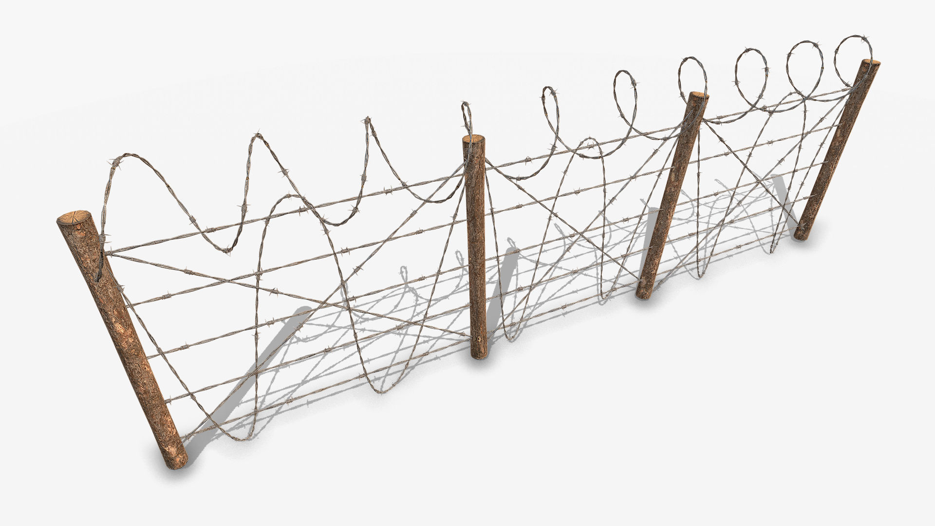 Barbed wire obstacles fences  3D model_7