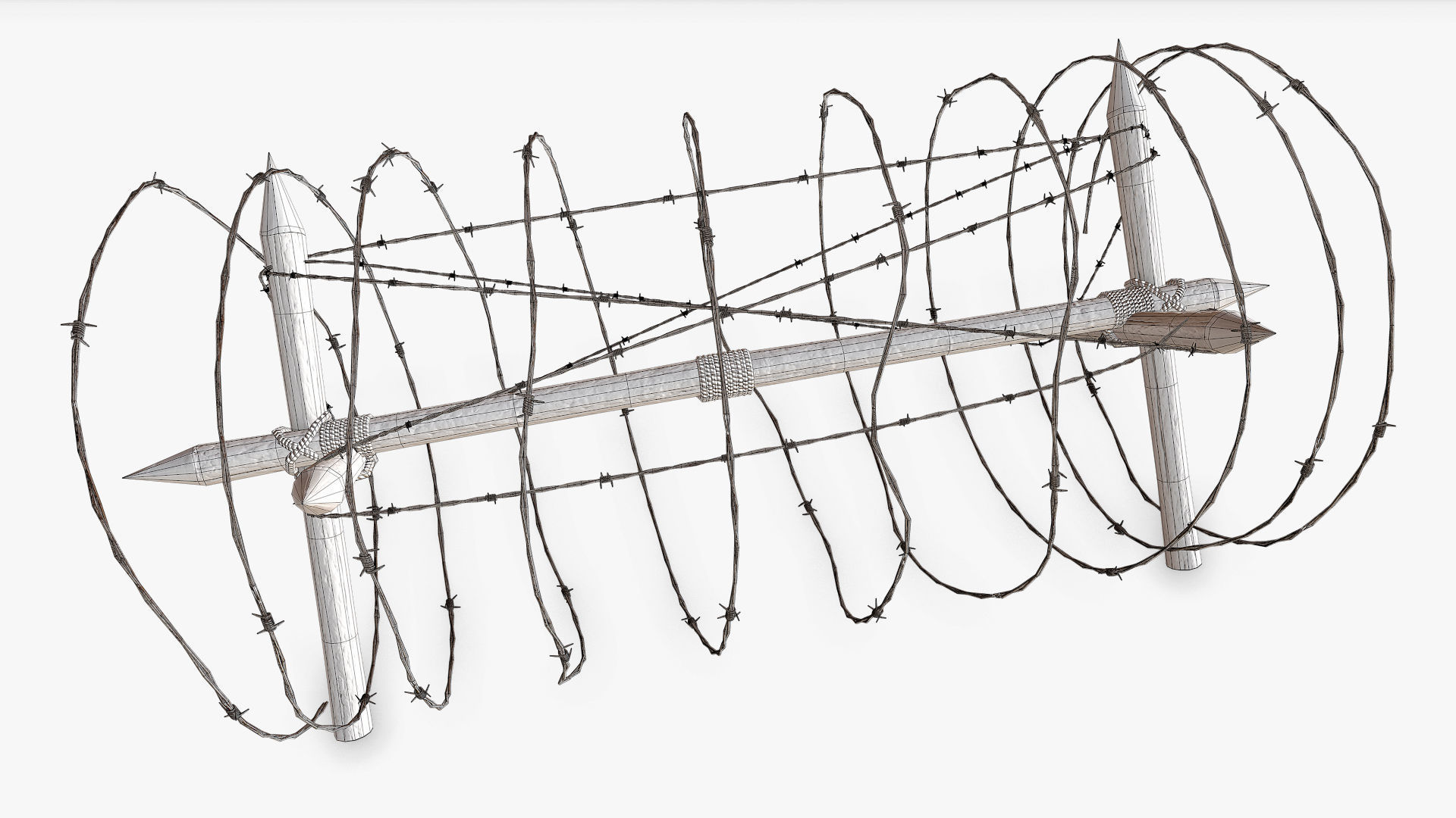 Barbed wire obstacles fences  3D model_16