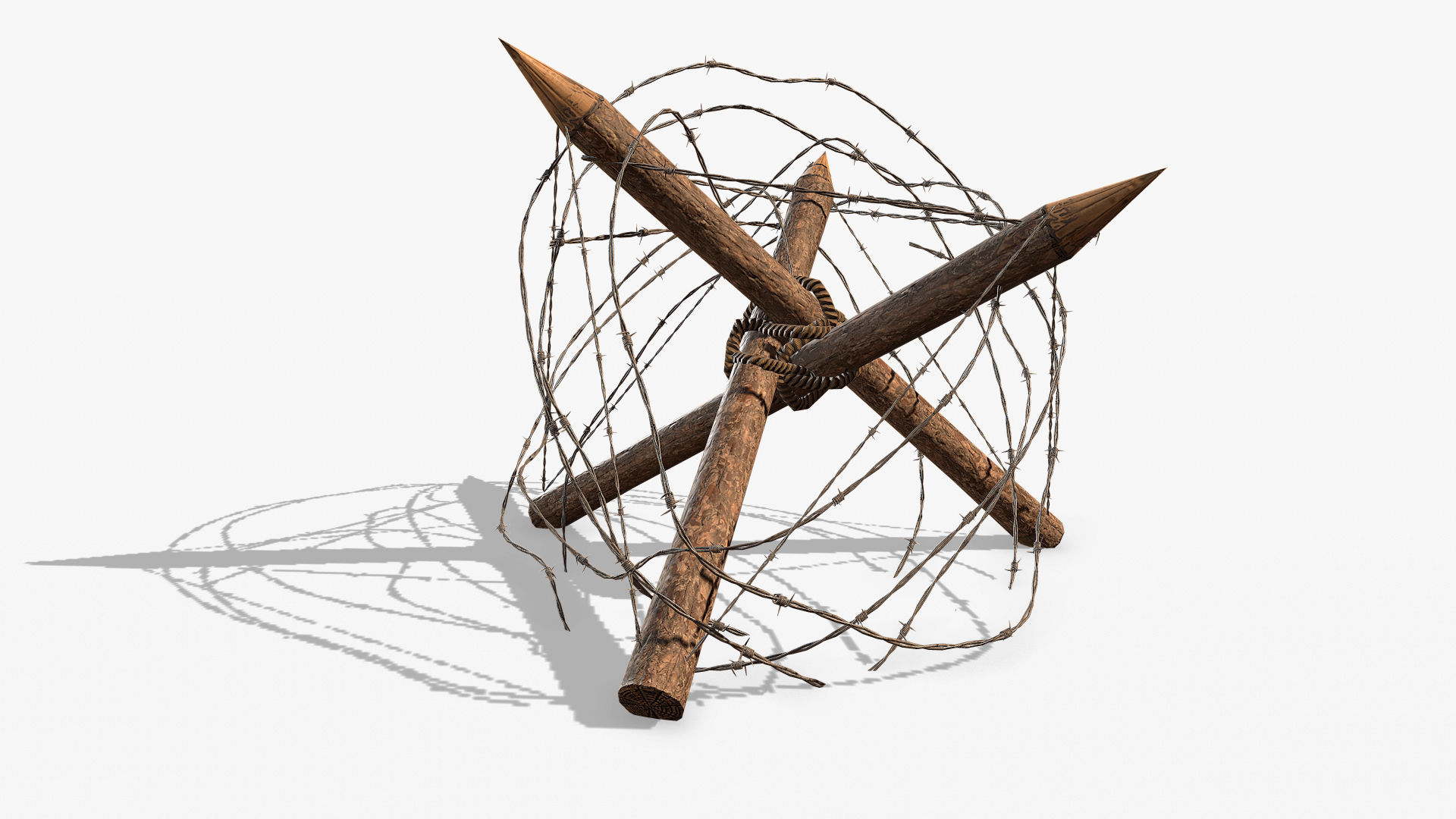 Barbed wire obstacles fences  3D model_2