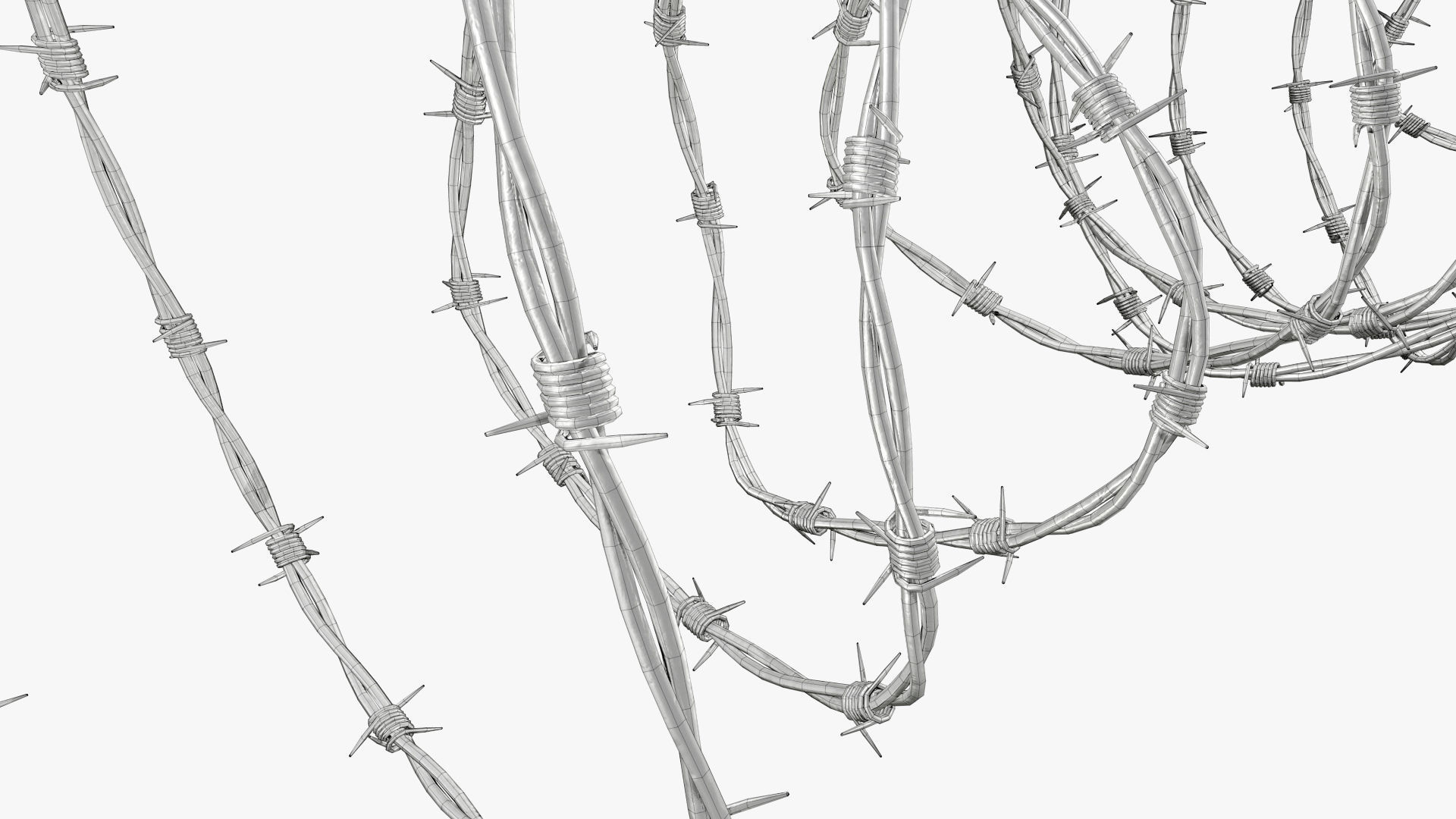 Barbed wire obstacles fences  3D model_18