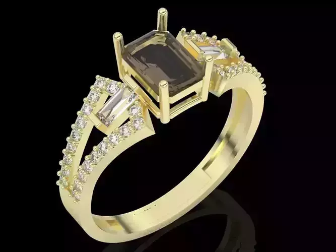 baguette engagement ring silver gold print