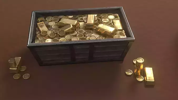 Low poly gold chest