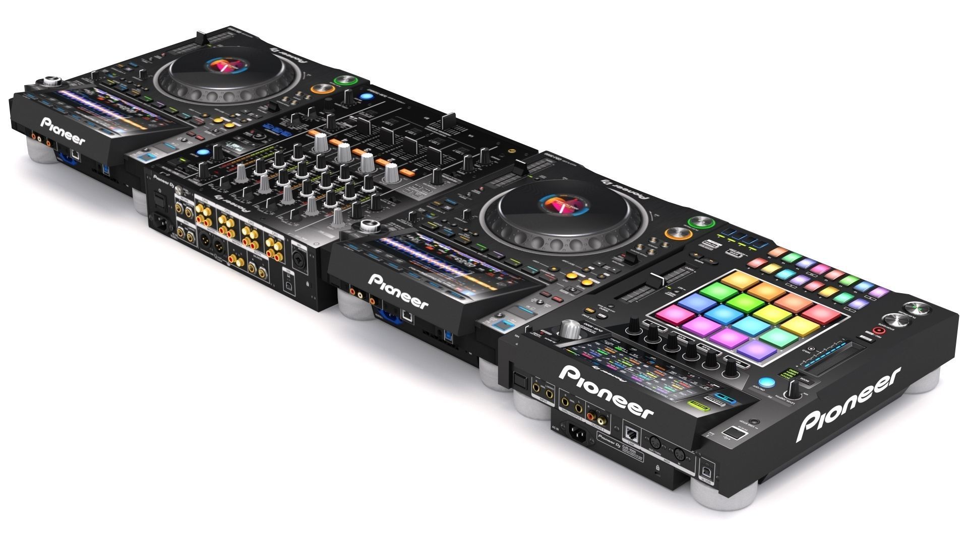 Pioneer DJ Set 5 DJS 1000 DJM0750 MK2 and CDJ 3000 Nexus 3D model_5