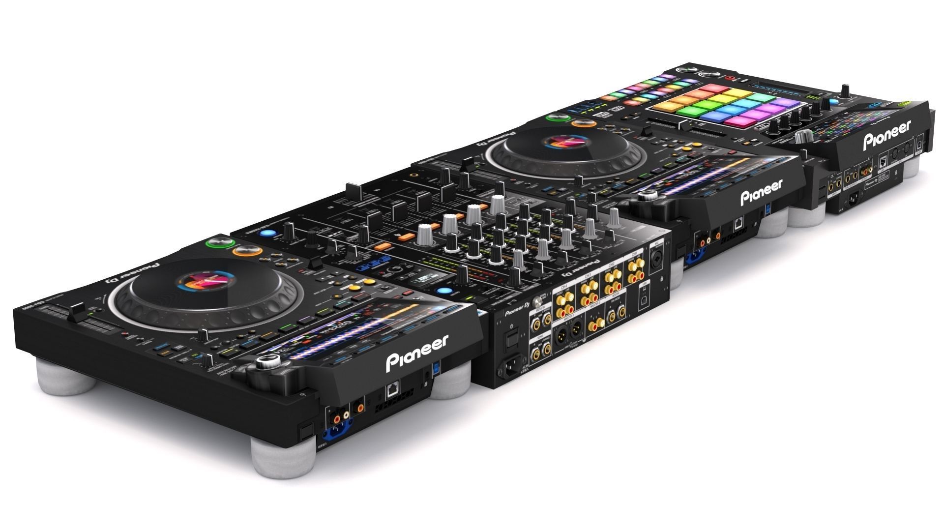 Pioneer DJ Set 5 DJS 1000 DJM0750 MK2 and CDJ 3000 Nexus 3D model_4
