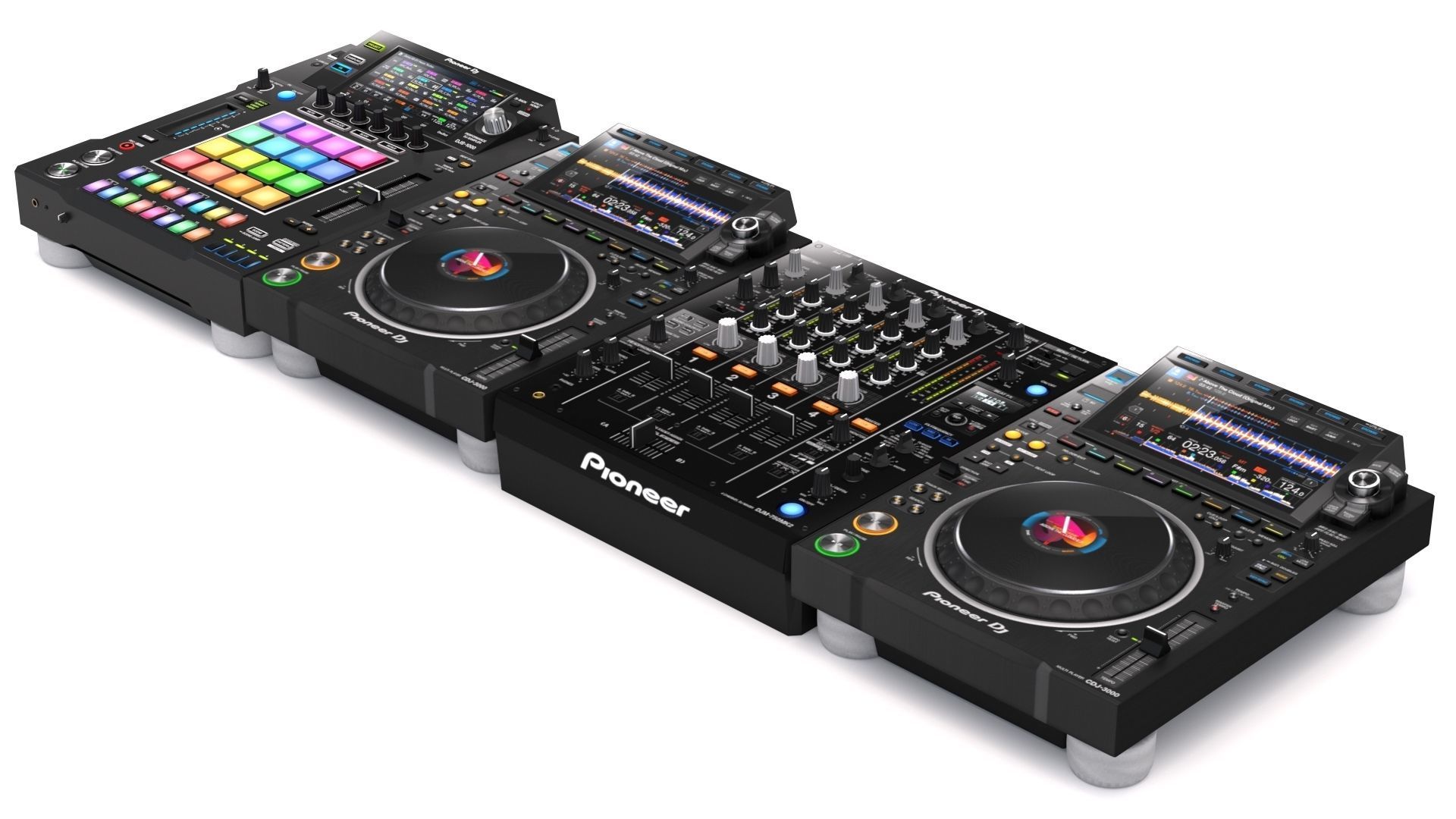 Pioneer DJ Set 5 DJS 1000 DJM0750 MK2 and CDJ 3000 Nexus 3D model_3