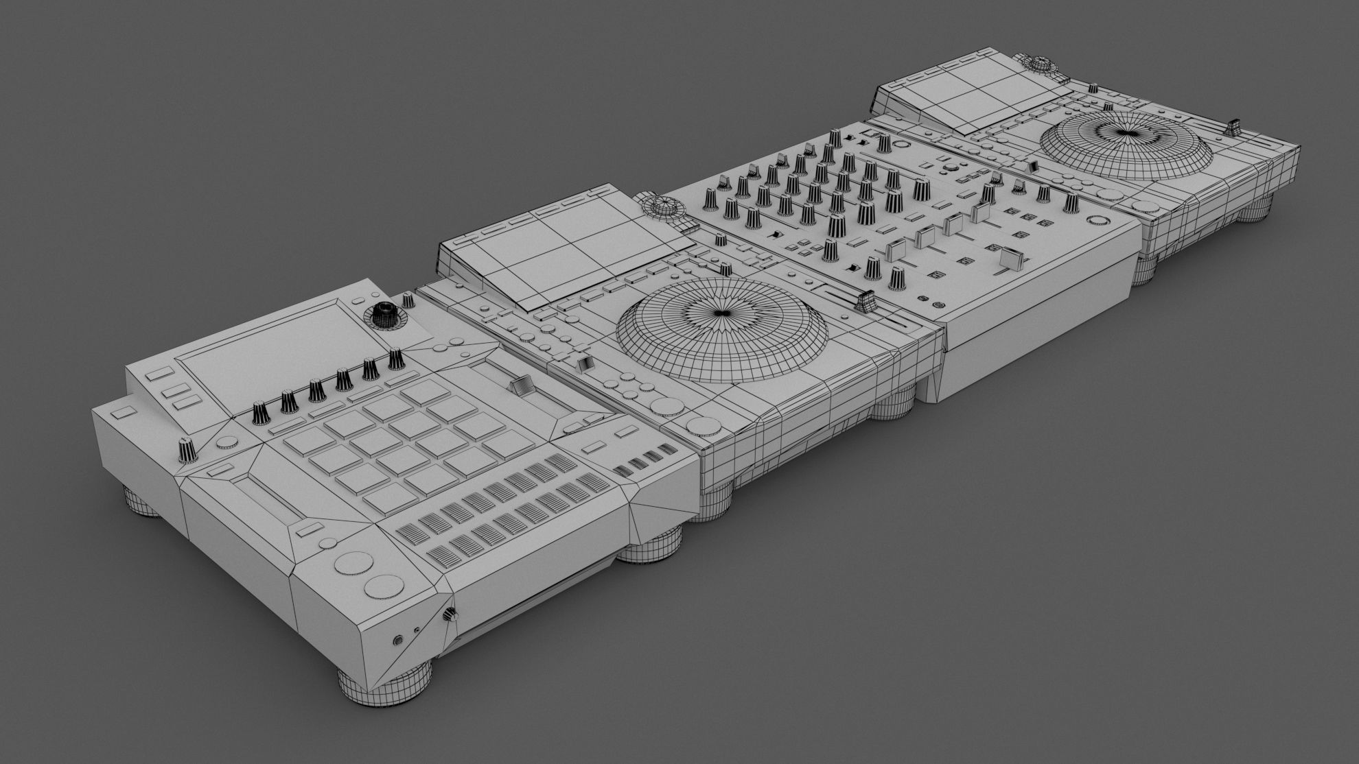 Pioneer DJ Set 5 DJS 1000 DJM0750 MK2 and CDJ 3000 Nexus 3D model_6
