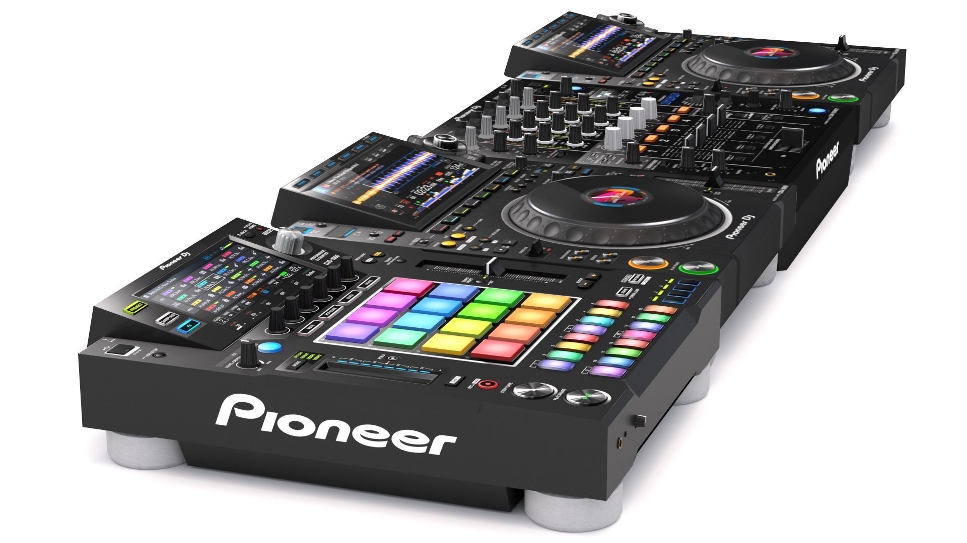 Pioneer DJ Set 5 DJS 1000 DJM0750 MK2 and CDJ 3000 Nexus 3D model_1