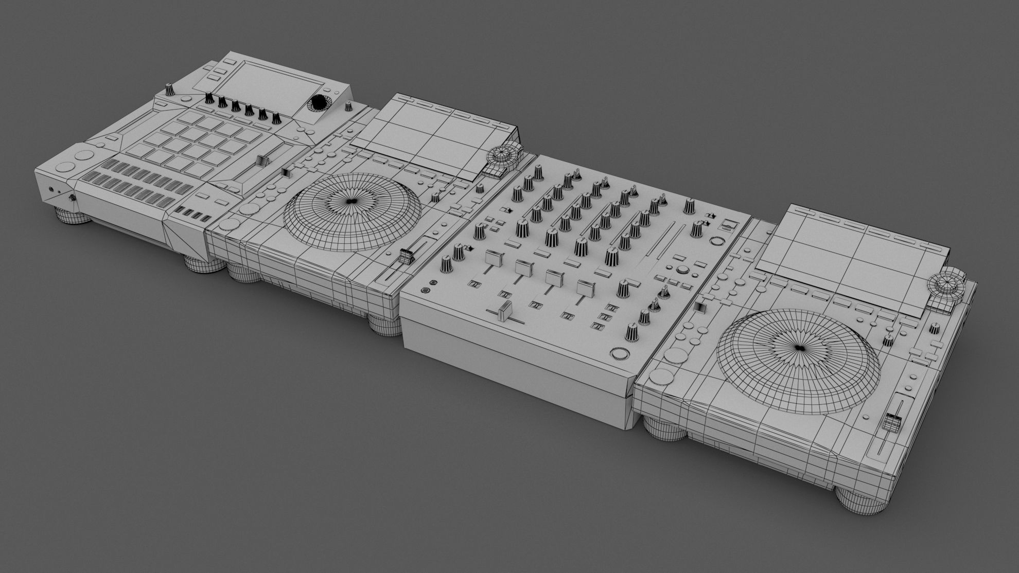 Pioneer DJ Set 5 DJS 1000 DJM0750 MK2 and CDJ 3000 Nexus 3D model_7