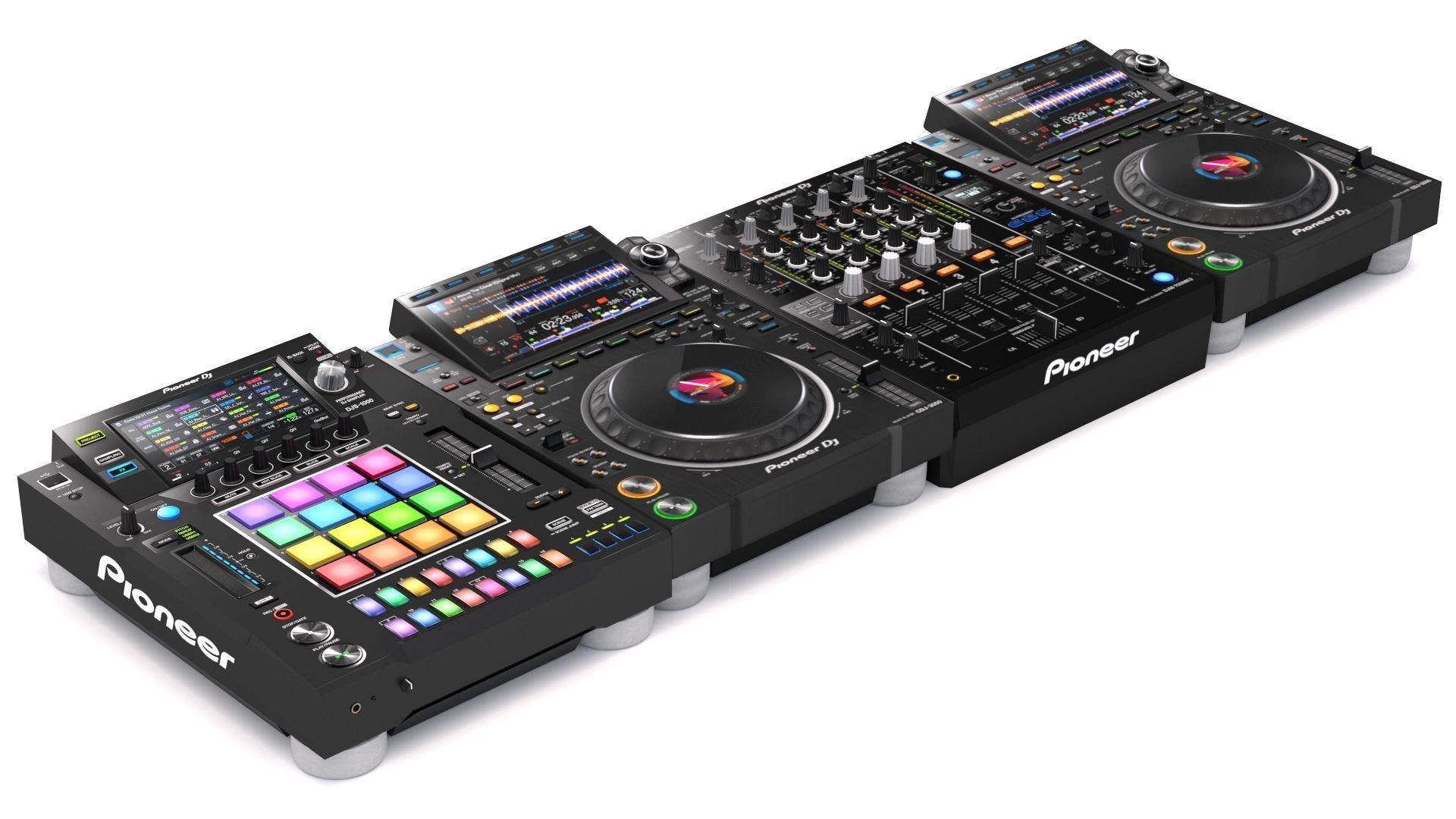 Pioneer DJ Set 5 DJS 1000 DJM0750 MK2 and CDJ 3000 Nexus 3D model_2