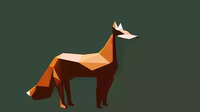 low poly forest 3D model polygonal fox